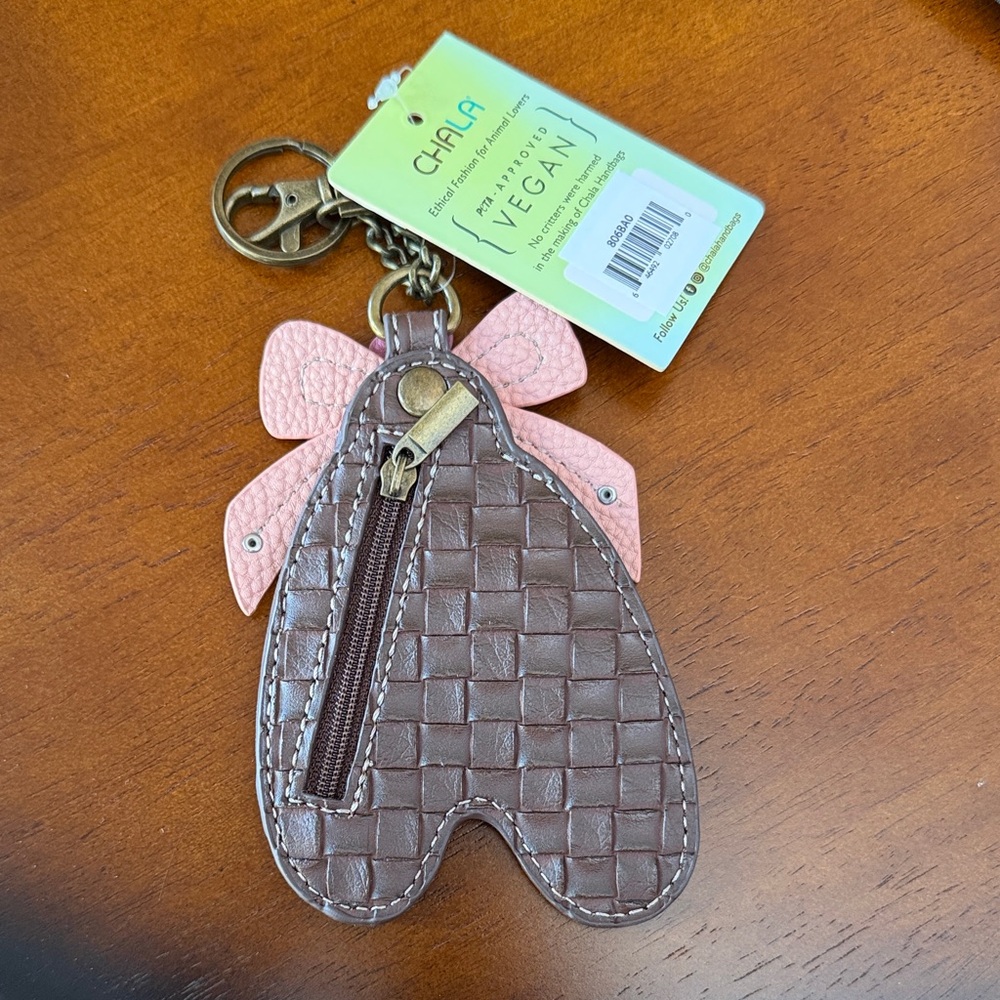Chala Pink Ballet Slipper Keychain / change purse Charm with Flower Accent - Picture 2 of 2